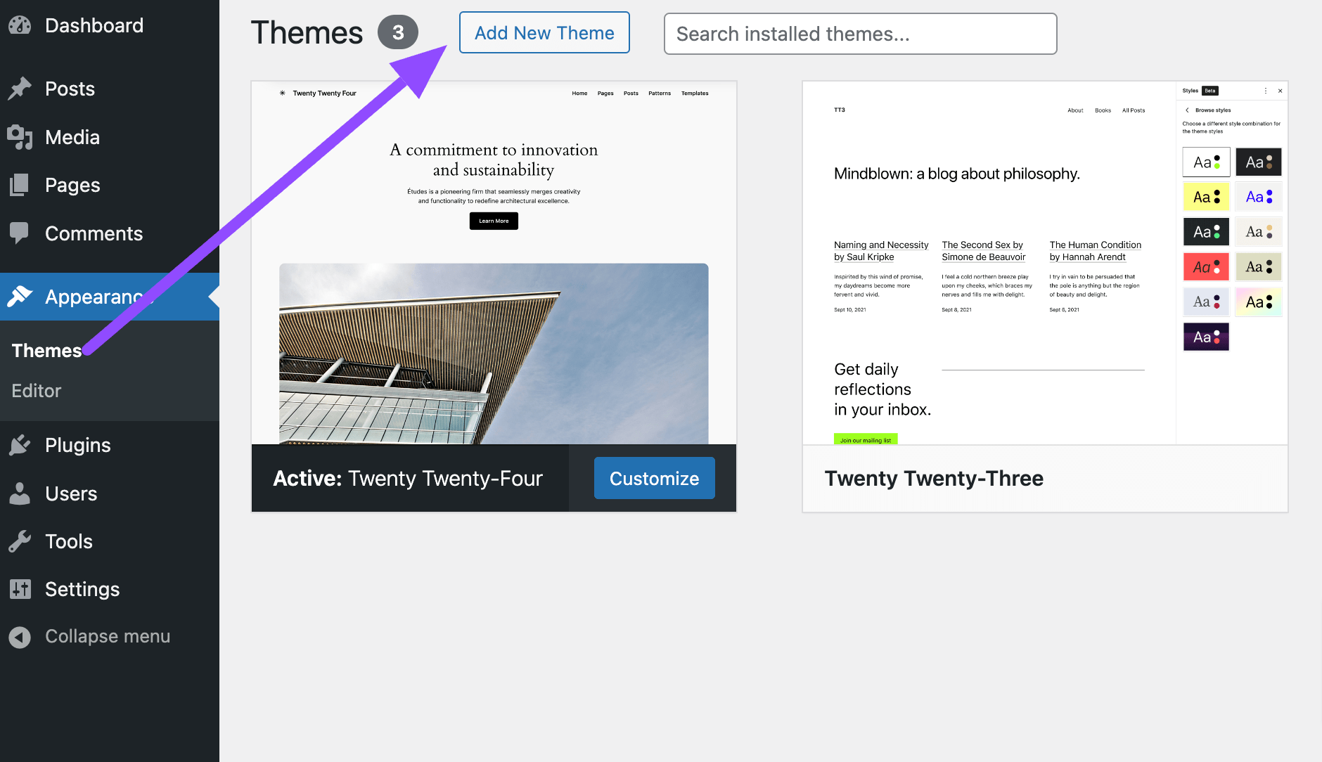 Theme Upload Step 1