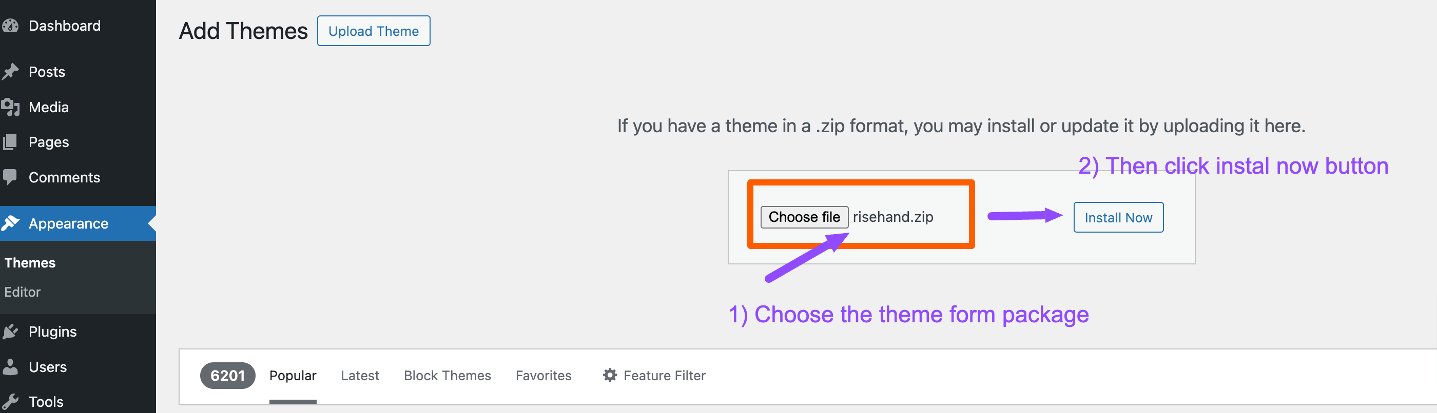 Theme Upload Step 3