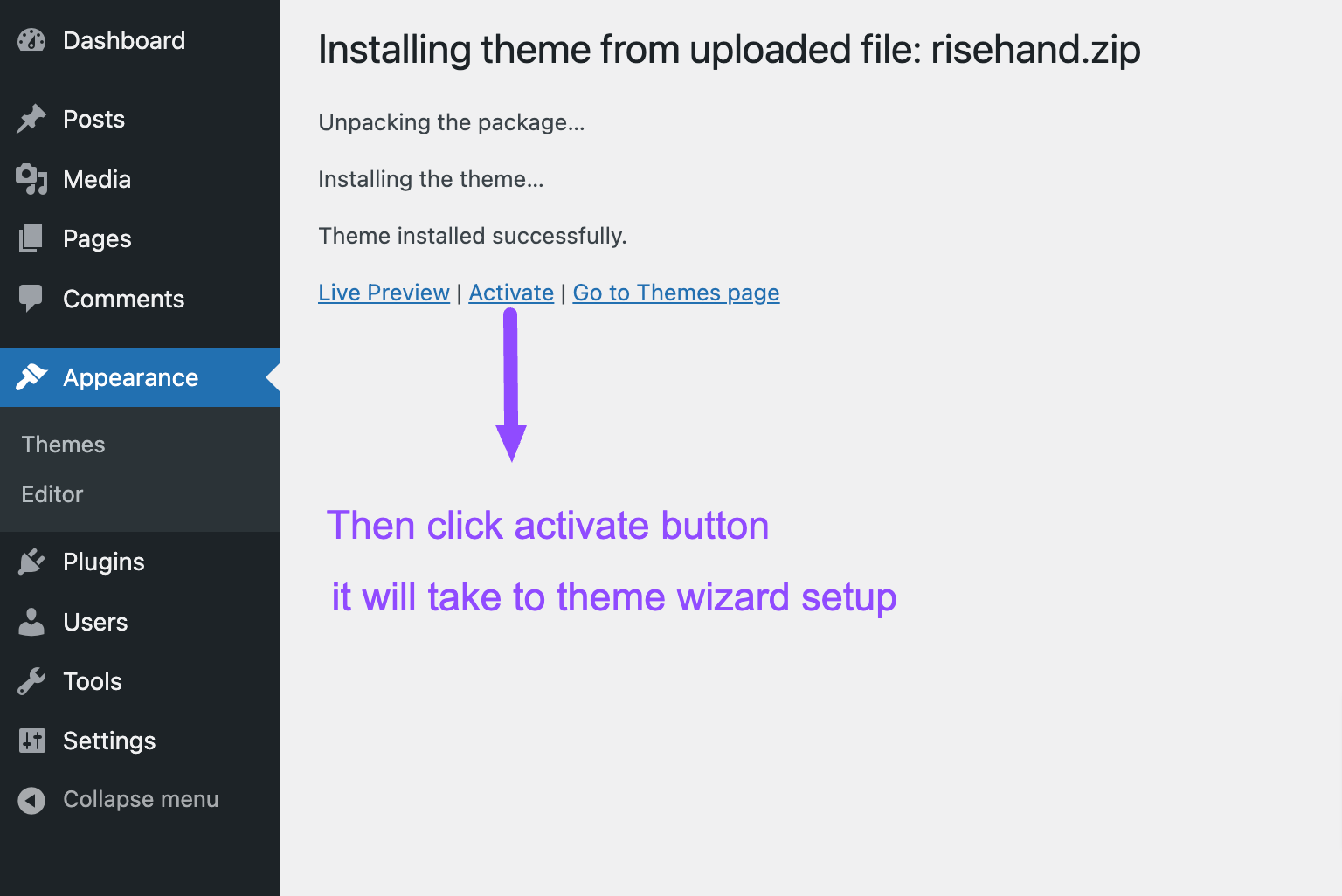 Theme Upload Step 4